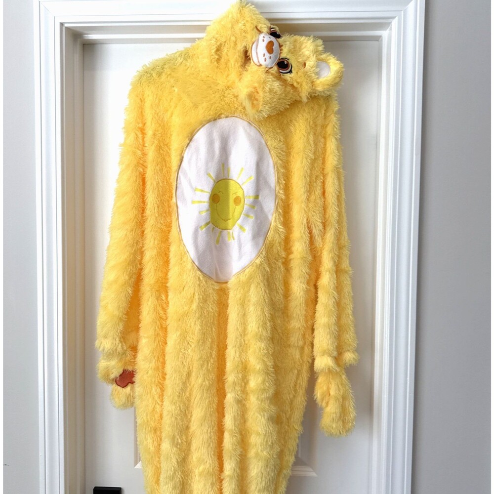 Care Bears Funshine Bear Costume Kids Girls XL Yellow Plush Hooded Halloween